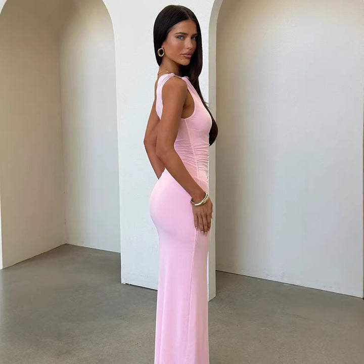 Damen Elegantes Maxikleid mit asymmetrischem Design und raffinierten Rüschen Skjora