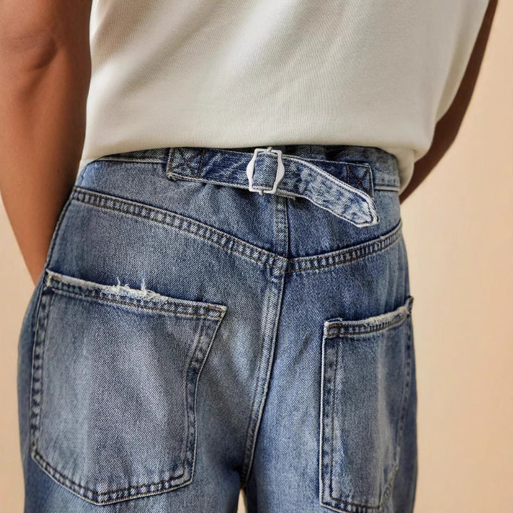 Dame bredskårne jeans i avslappet stil med moteriktige detaljer Skjora