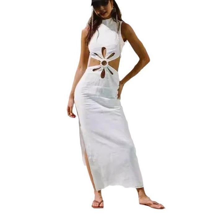 Dame Elegant Maxikjole med Cut-Out-detaljer og høy splitt Skjora