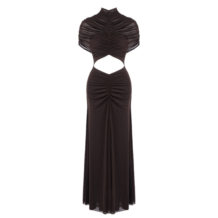 Dame Elegant Cut-Out Maxikjole med høyt design og sofistikerte draperinger Skjora
