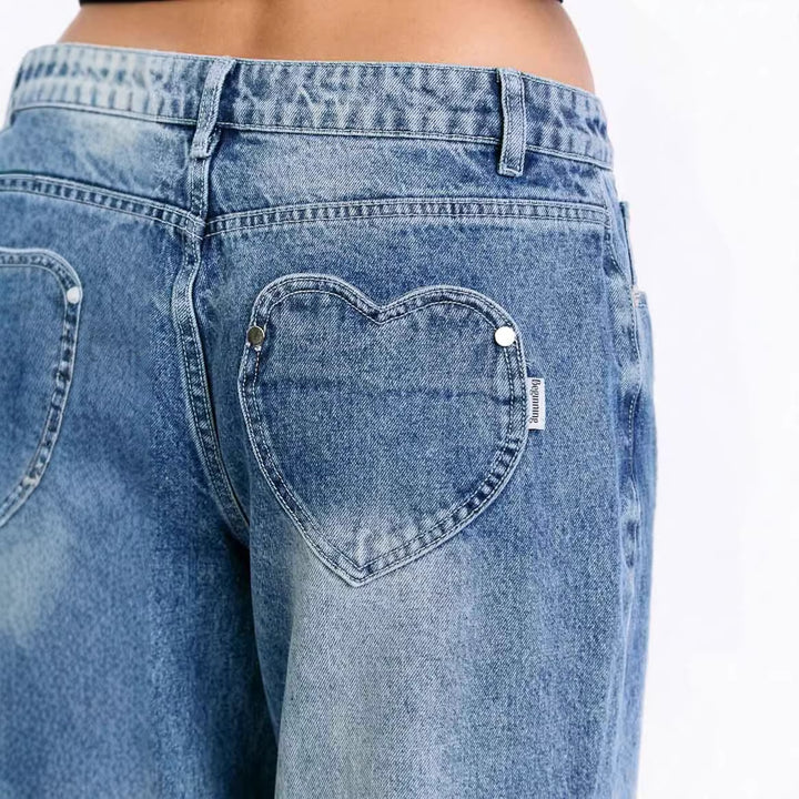 Kvinnenes vidde jeans med høy midje og avslappet stil Skjora