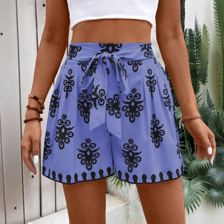 Damer sommerlige chinoshorts med bindebelte Skjora
