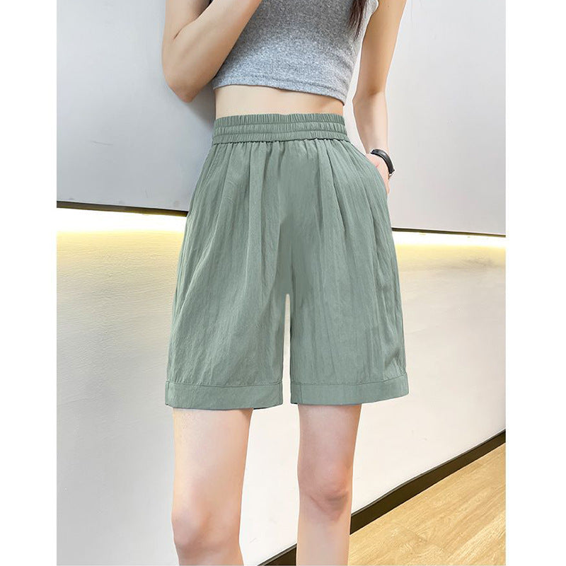 Dame casual shorts med elastisk midje og sidelommer