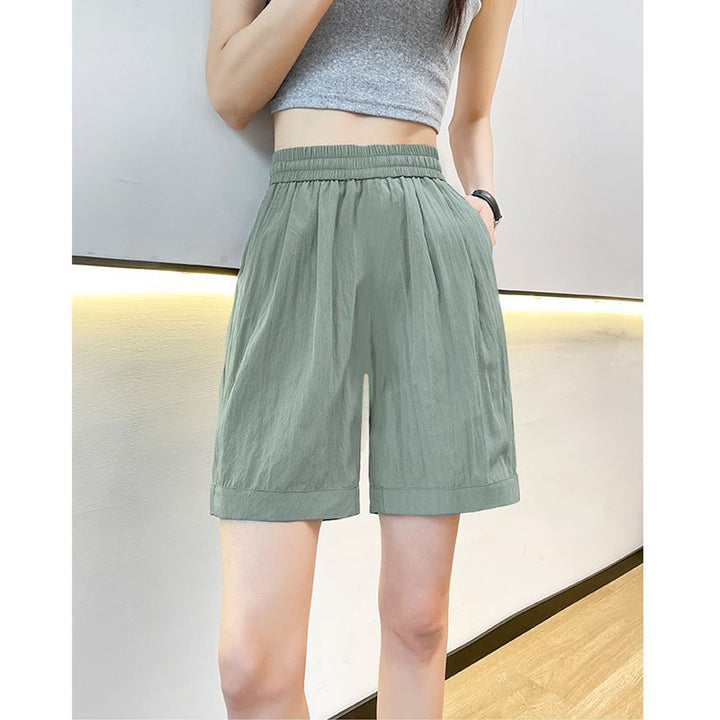 Dame casual shorts med elastisk midje og sidelommer