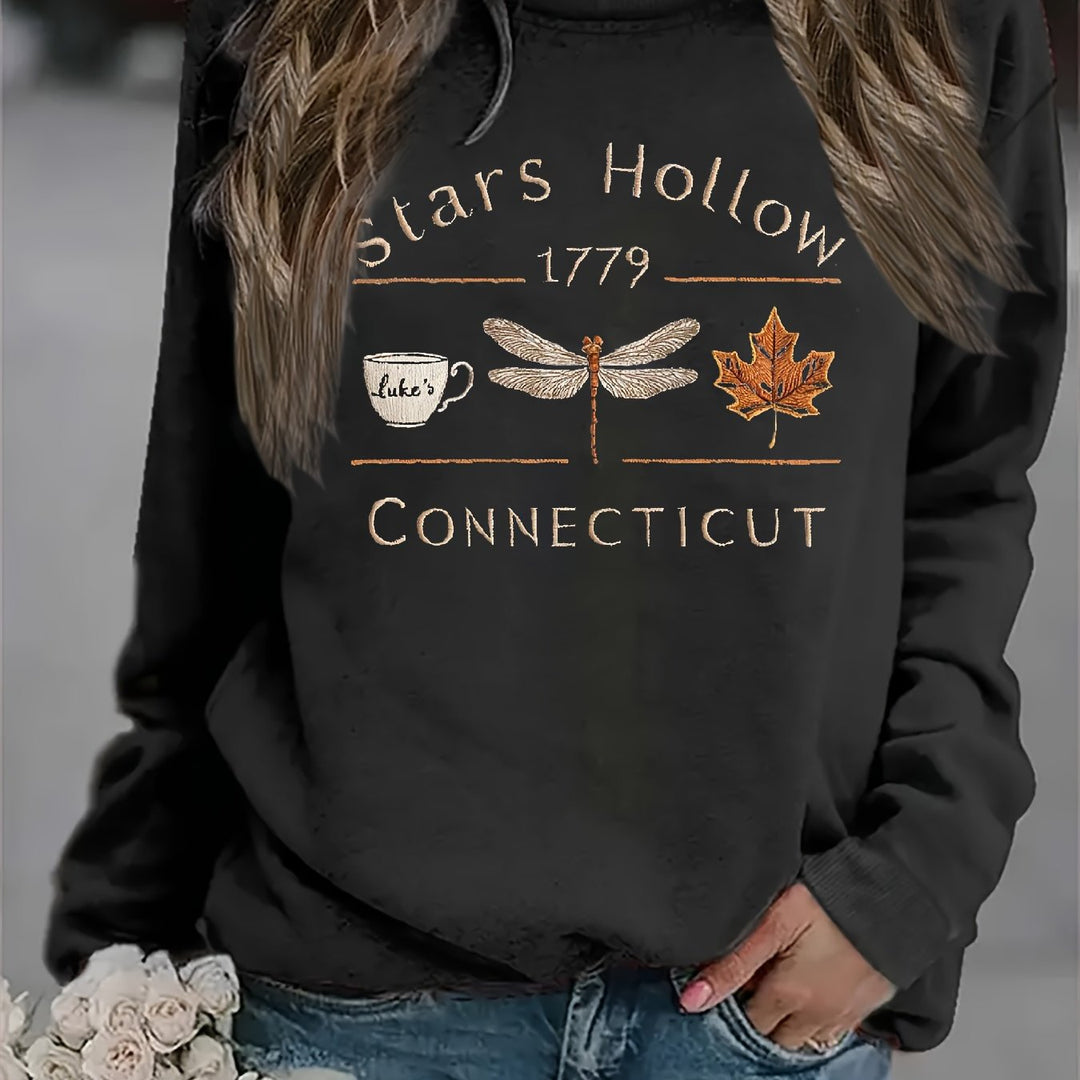 Kvinne genser med kreativ Stars Hollow motiv Skjora