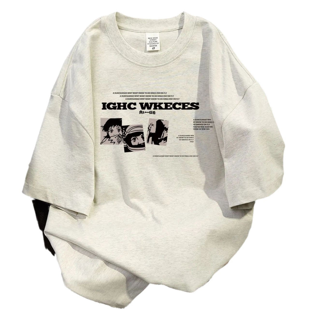 Dame oversized grafisk T-skjorte Skjora