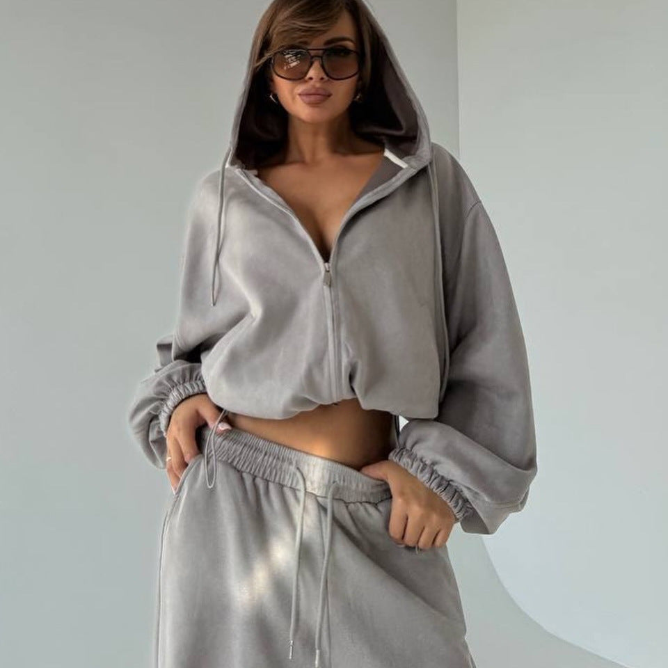 Dame casual fleece genser og joggebukse sett Skjora