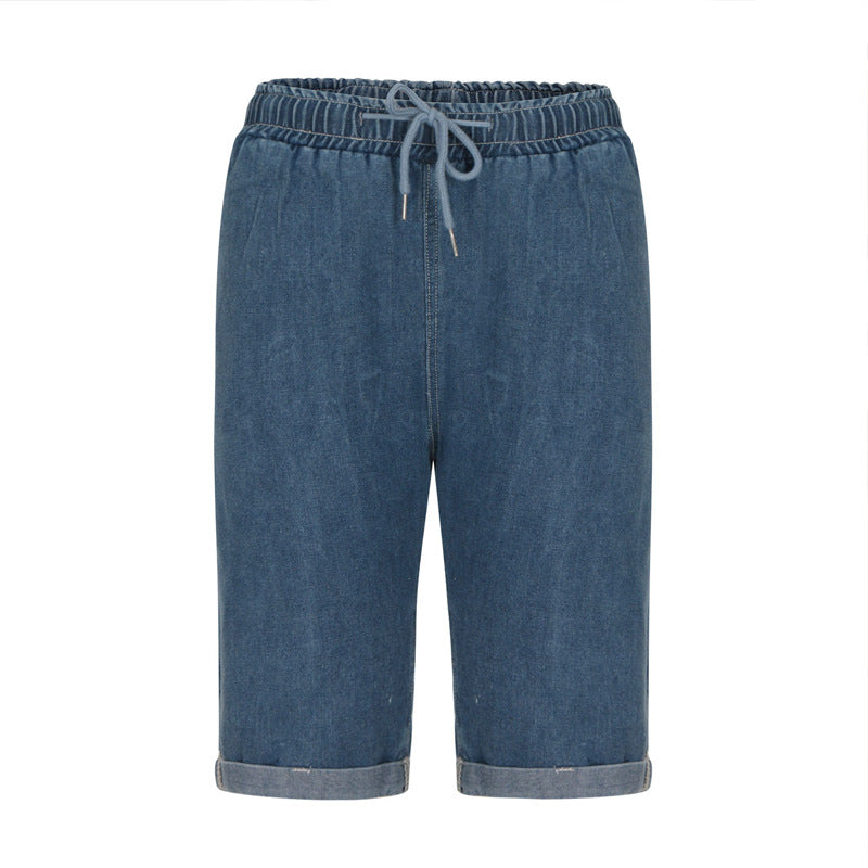 Women's Denim Shorts with Elastic Waist and Relaxed Fit Skjora