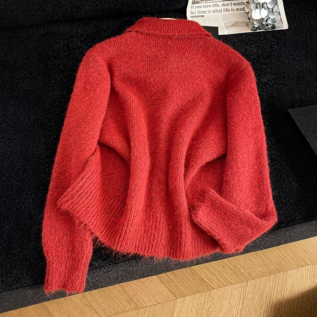 Kvinnenes lekne cardigan med stor krage Skjora