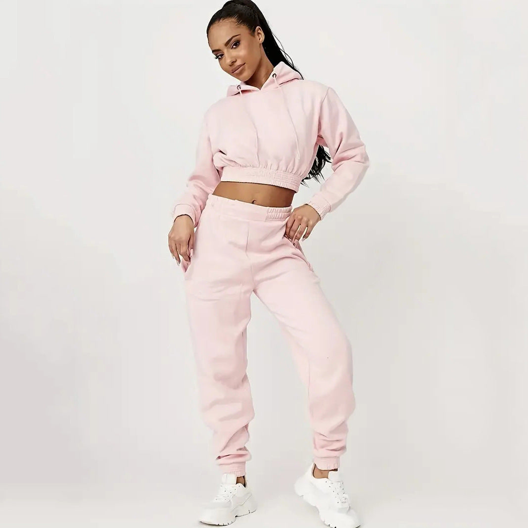 Kvinnenes cropped sweat suit med snor og elastisk midjebånd Skjora