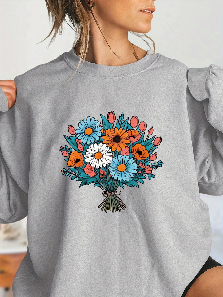 Damer Oversized Sweatshirt med florale grafikkdetaljer Skjora