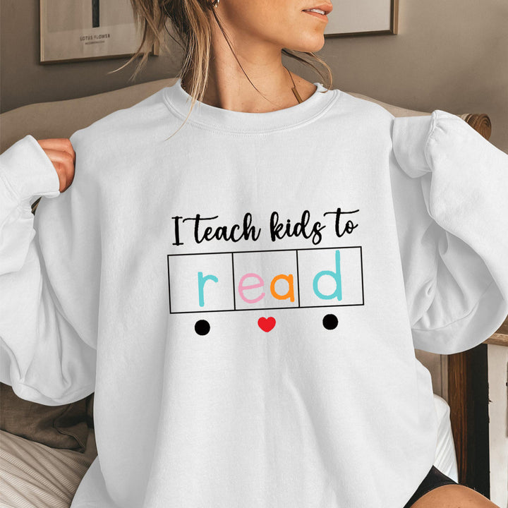 Kvinne sweatshirt med kreativt undervisningsmotiv Skjora