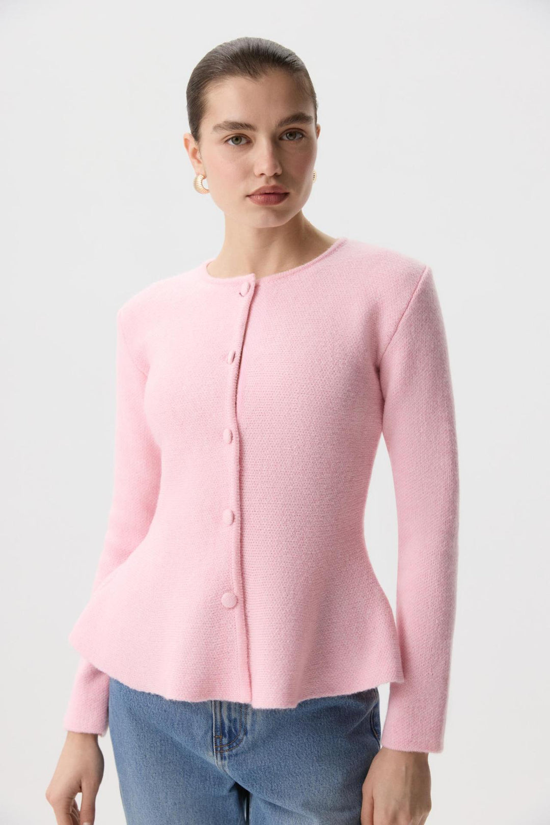 Damer elegant cardigan med teksturdesign og figurtilpasset snitt Skjora