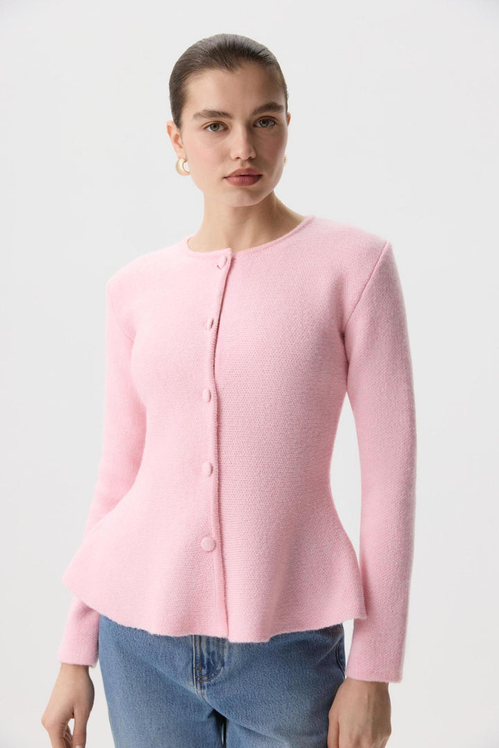 Damer elegant cardigan med teksturdesign og figurtilpasset snitt Skjora