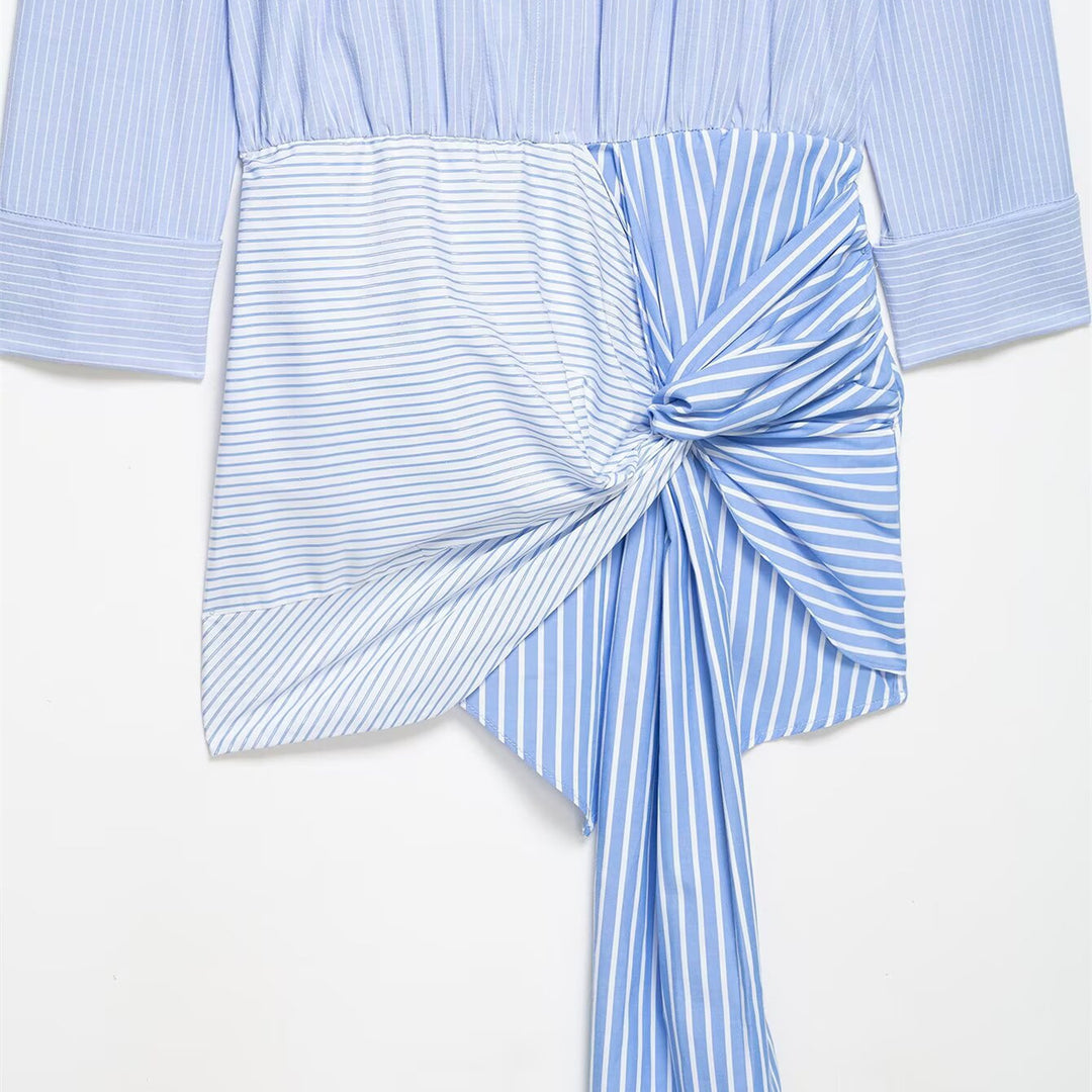 Damebluse med asymmetrisk knute og raffinert drapering Skjora