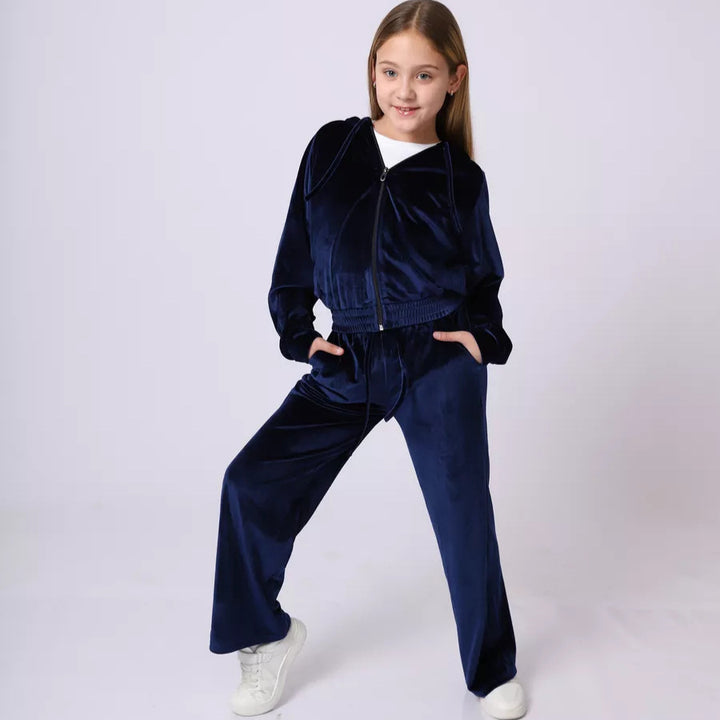 Dame Fleece Loungewear Sett med Hette og Høy Midje Skjora