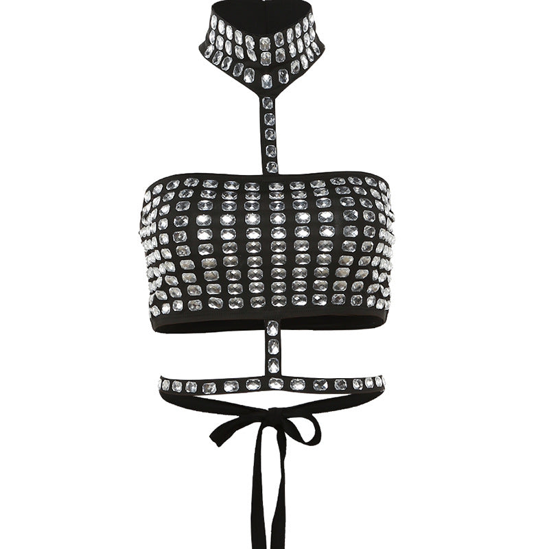 Dame Glamourøst Bandeau-top med glitrende rhinestone-detaljer Skjora