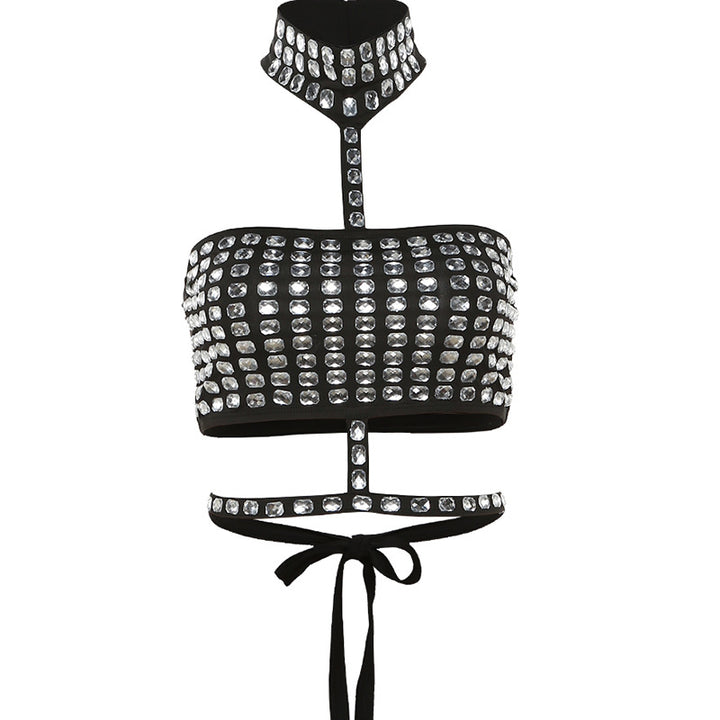 Dame Glamourøst Bandeau-top med glitrende rhinestone-detaljer Skjora