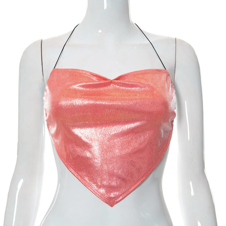 Dame glitrende Crop-Top i hjerte-design Skjora