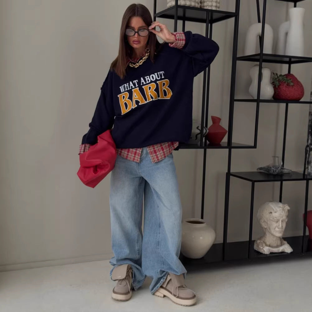 Kvinne sweatshirt med kreativ tekst og avslappet passform Skjora