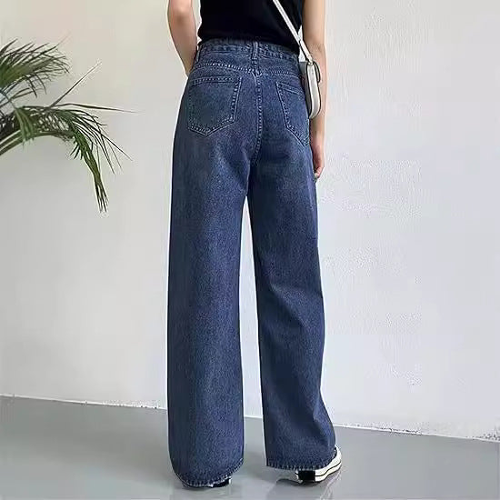 Damer vidde høyt midje-jeans med komfortabel passform og avslappet stil Skjora