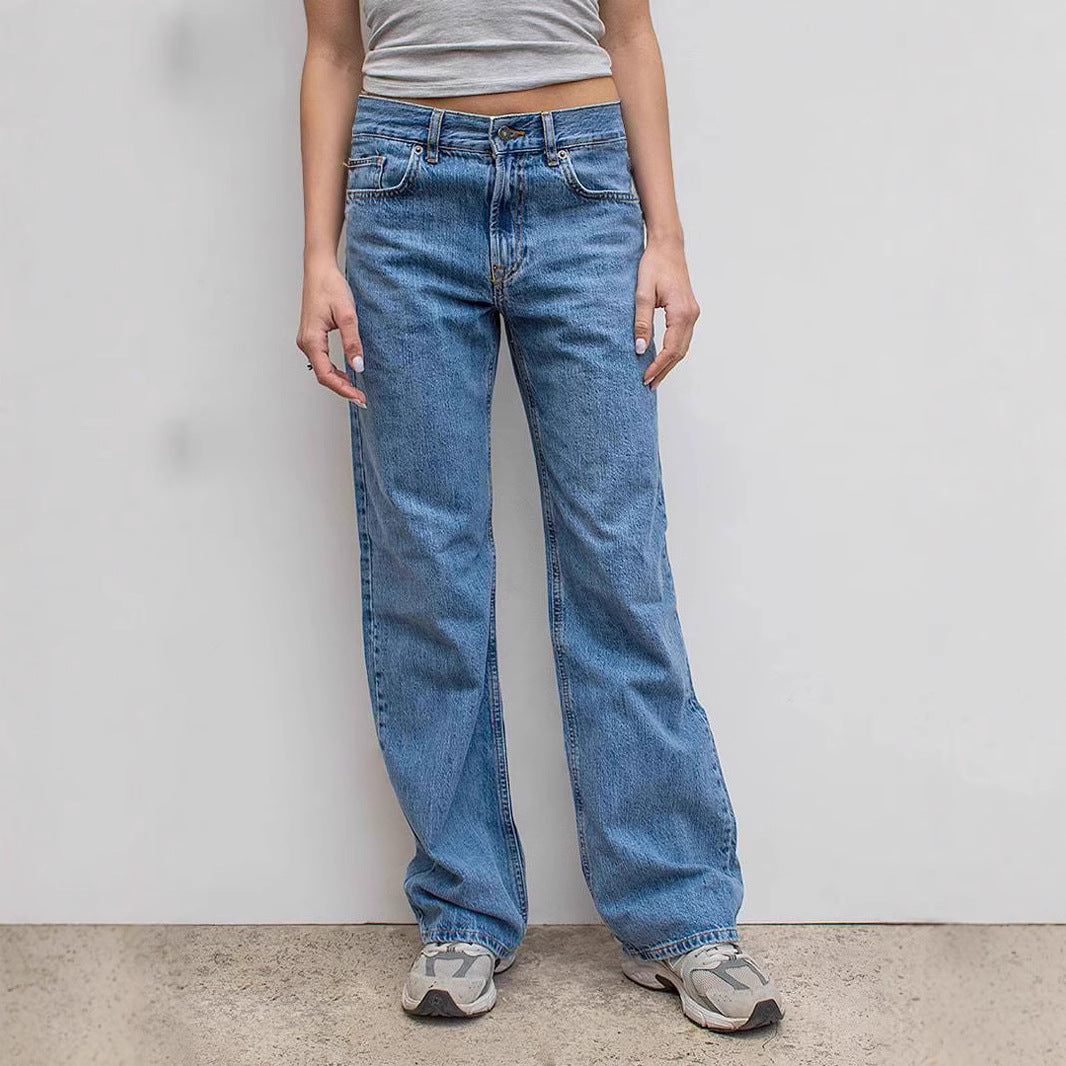 Dame vidde jeans med avslappet snitt og frayed kant Skjora