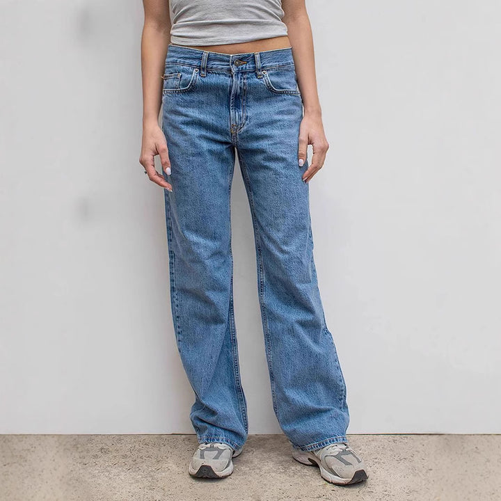 Dame vidde jeans med avslappet snitt og frayed kant Skjora