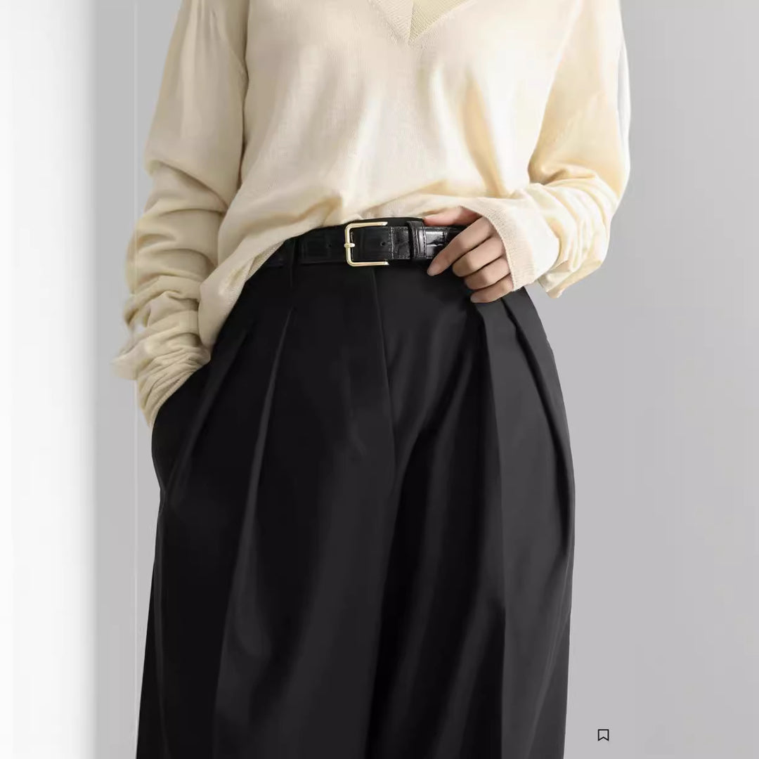 Dame elegant, vid skjært dressbukse med høy midje Skjora