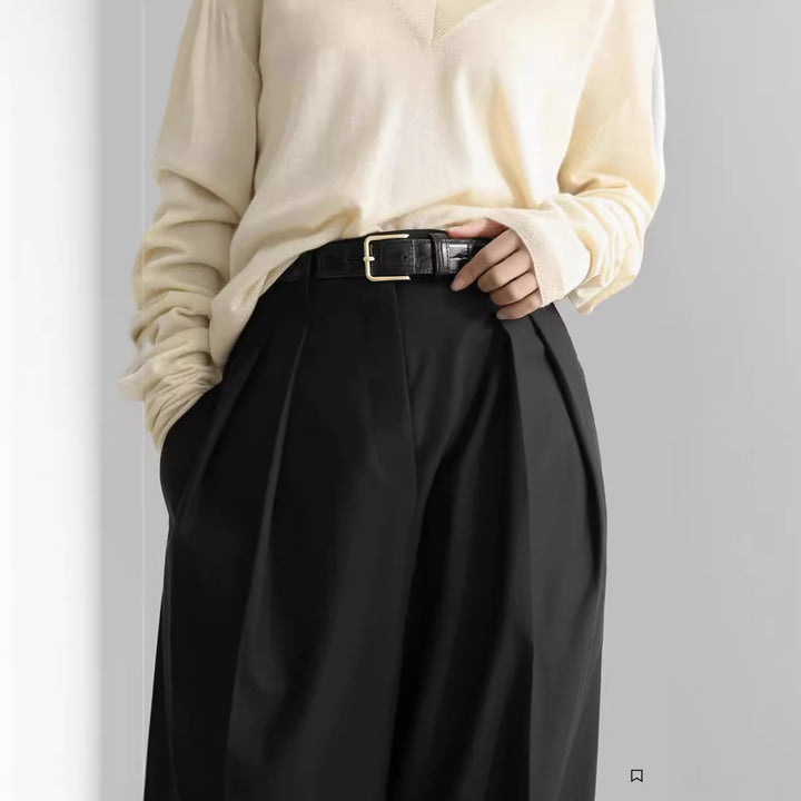 Dame elegant, vid skjært dressbukse med høy midje Skjora
