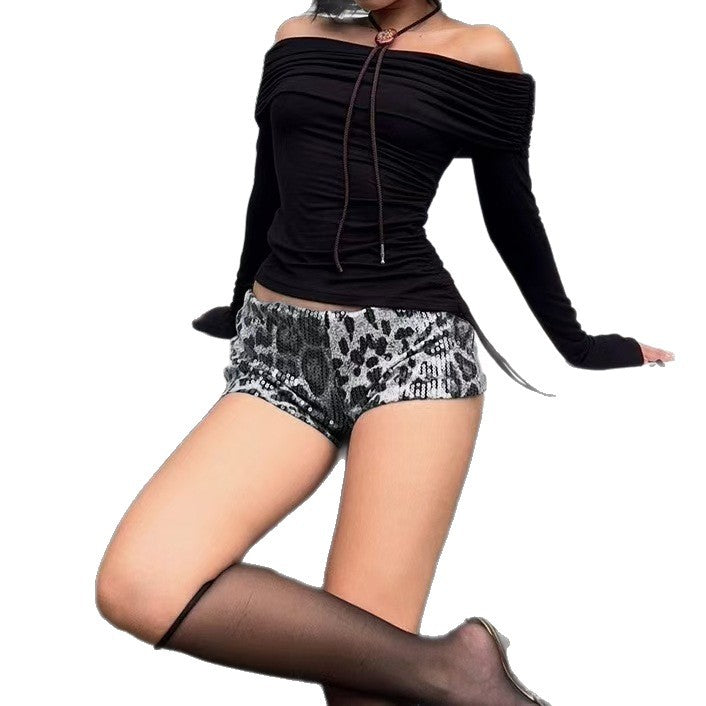 Dame Glitrende Dyreprint Shorts Skjora