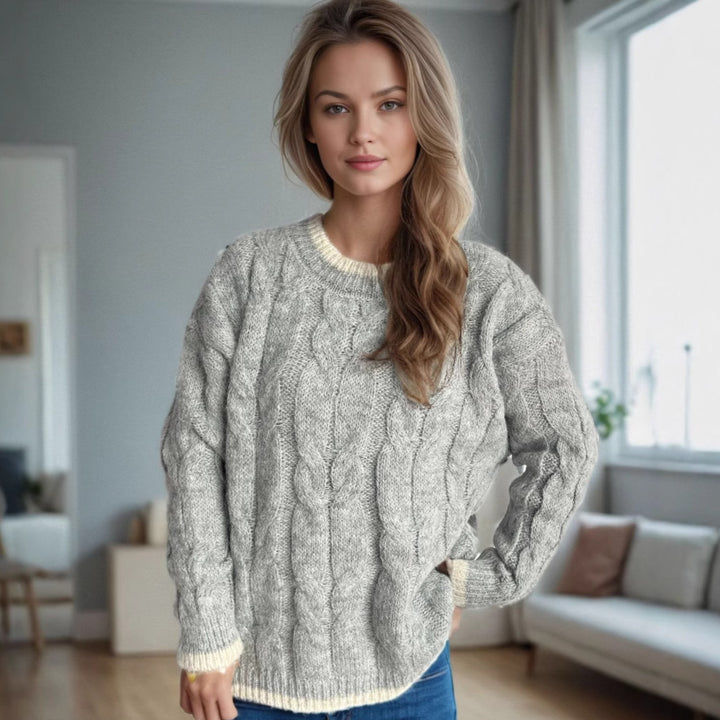 Dame chunky strikkegenser med tekstur og avslappet design Skjora