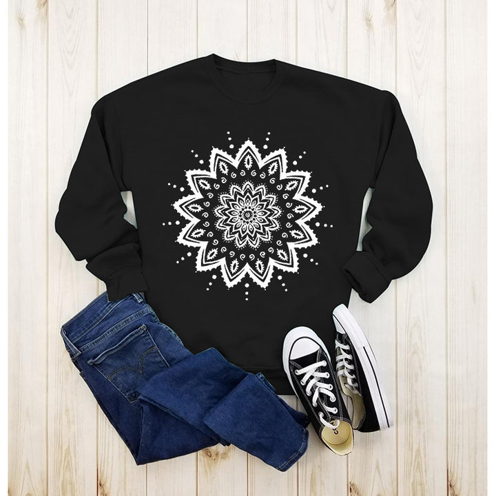 Kvinne sweatshirt med kreativ mandala design og avslappet snitt Skjora