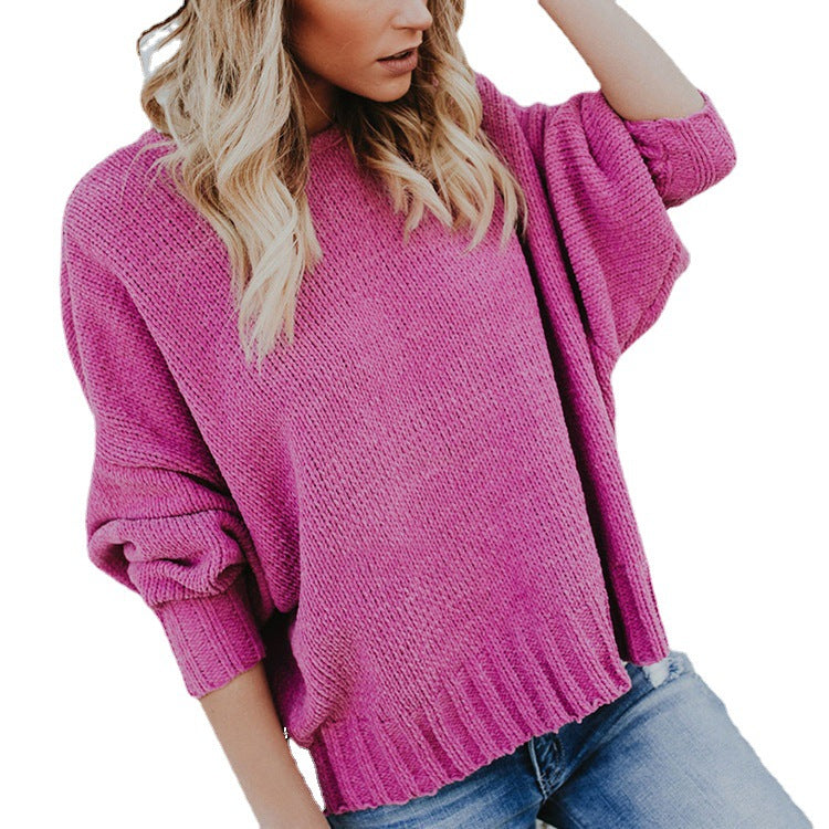 Dame oversized strikkegenser med brede ermeender og en avslappet stil Skjora