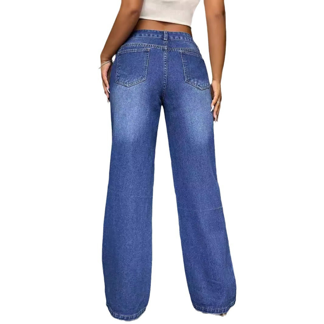 Damer Bred Jeans i Casual Gate Stil Skjora