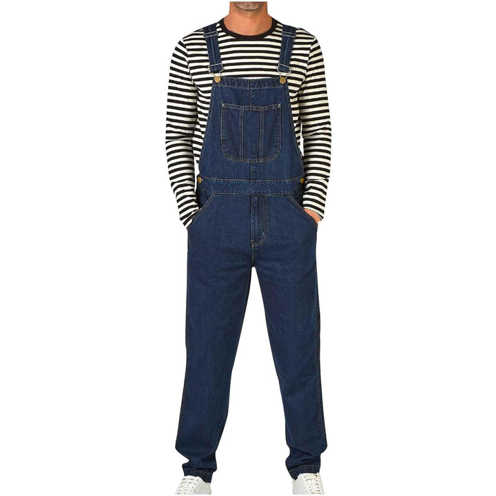 Herrer denim-suspenderbukse med justerbare stropper og praktiske lommer Skjora
