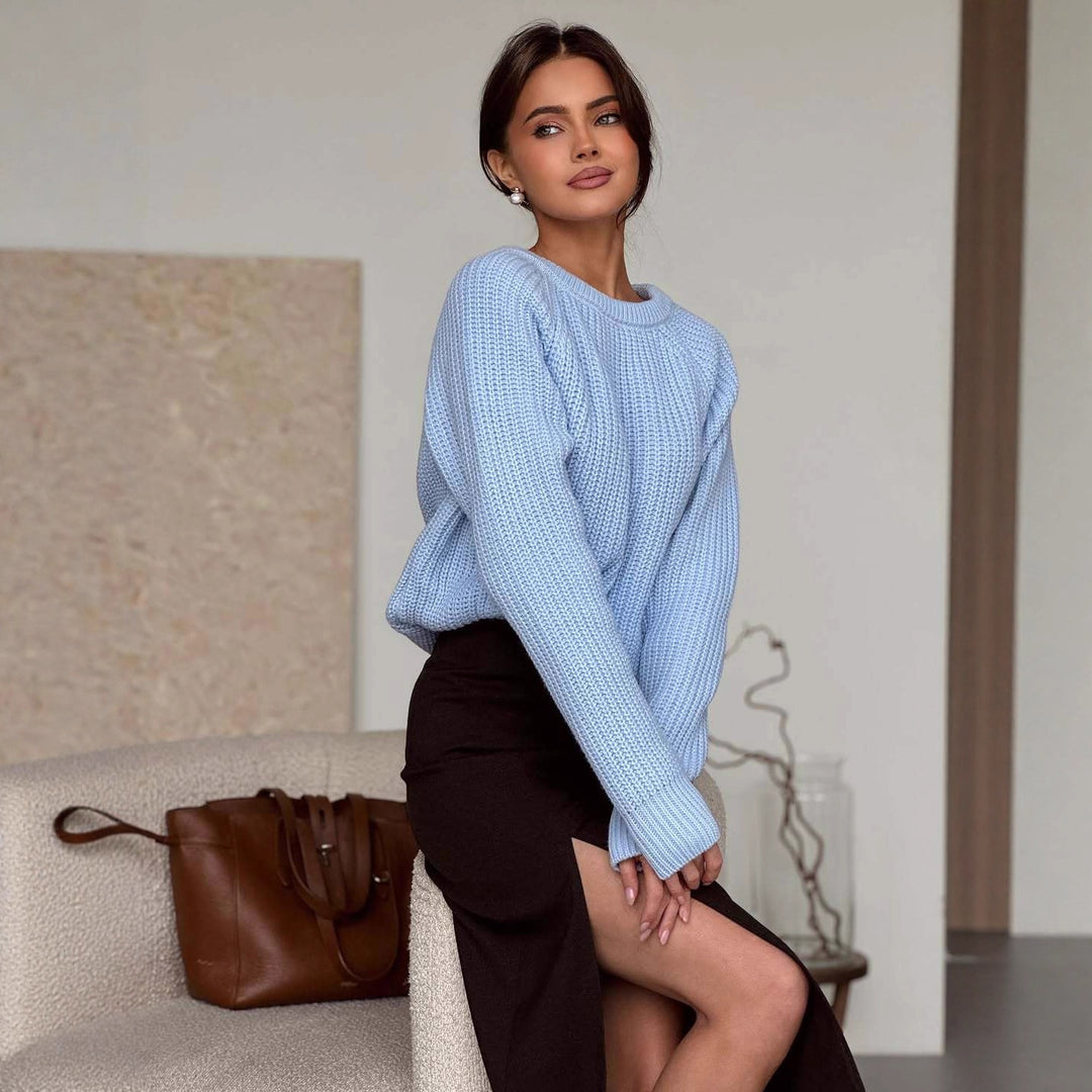 Women's knitted sweater with elegant cuffs Skjora