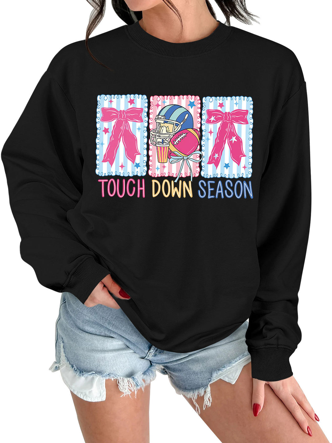 Dame sweatshirts med kreativ fotballmotiv og avslappet snitt Skjora