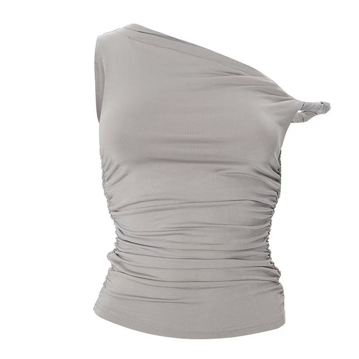 Dame En-sidig Rynkedes Top med elastisk Design Skjora