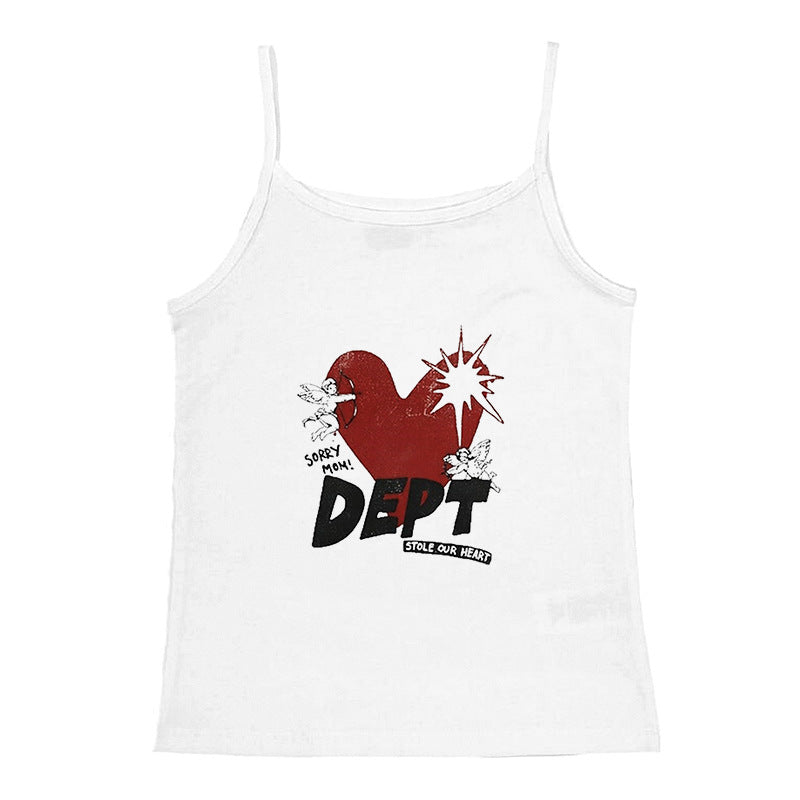Dame ermeless Camisole med iøynefallende grafisk design Skjora