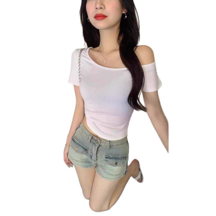 Dame avslappet Crop-Top i Off-Shoulder stil Skjora