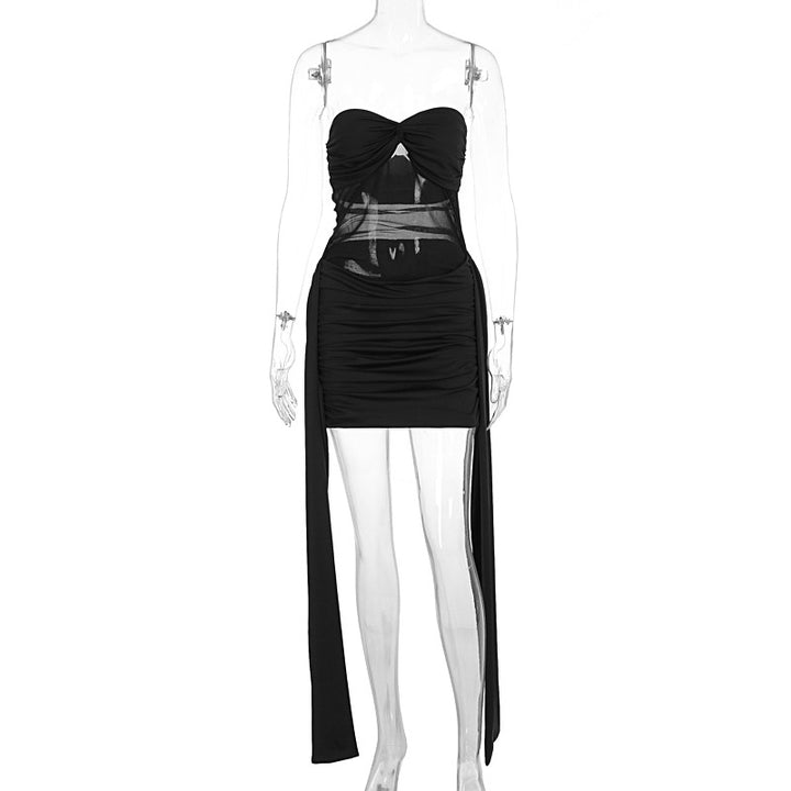Dame Bodycon Minikjole med innovativt omslagdesign og uttakbare stropper Skjora