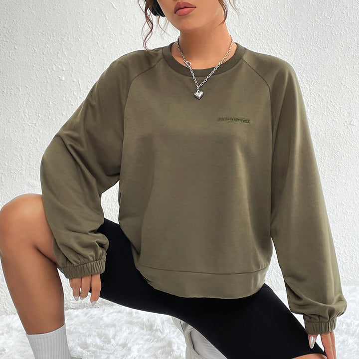 Dames uformell raglan sweatshirt med elastiske mansjetter og minimalistisk design Skjora