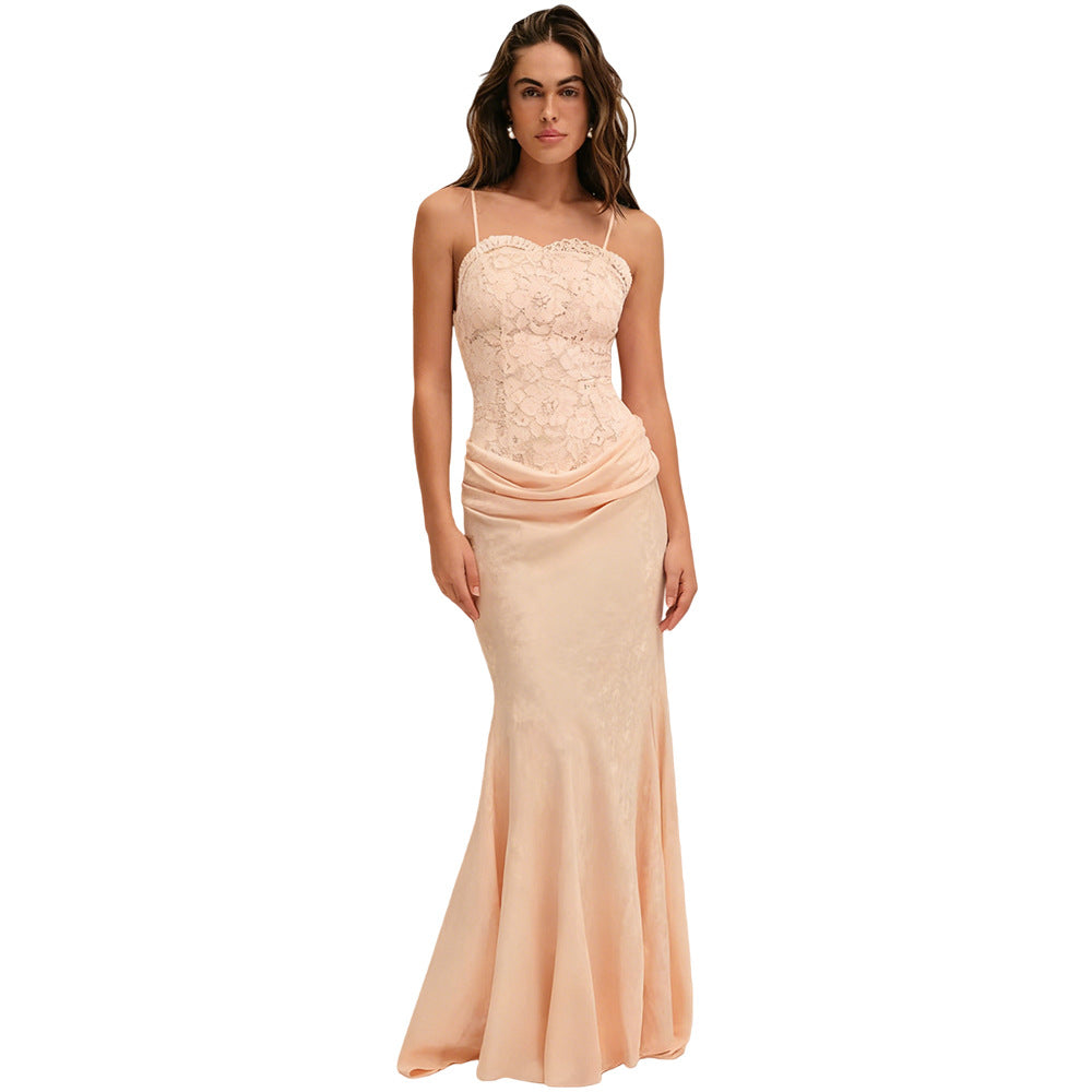 Women's Elegant Corset Evening Gown with Chic Peplum and Long Hem Skirt