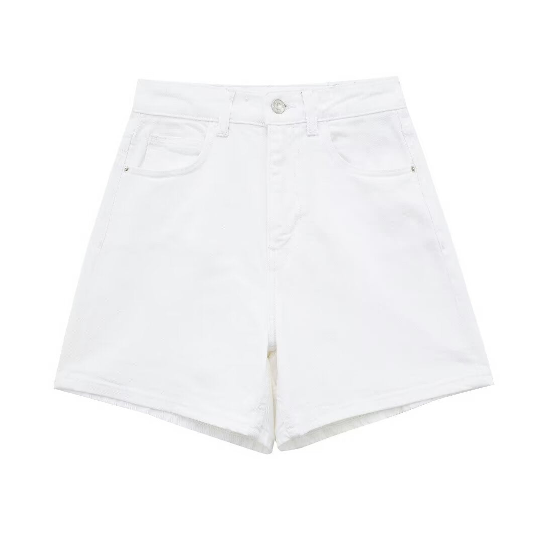 Dame jeansshorts i avslappet vintage-stil med høy midje Skjora