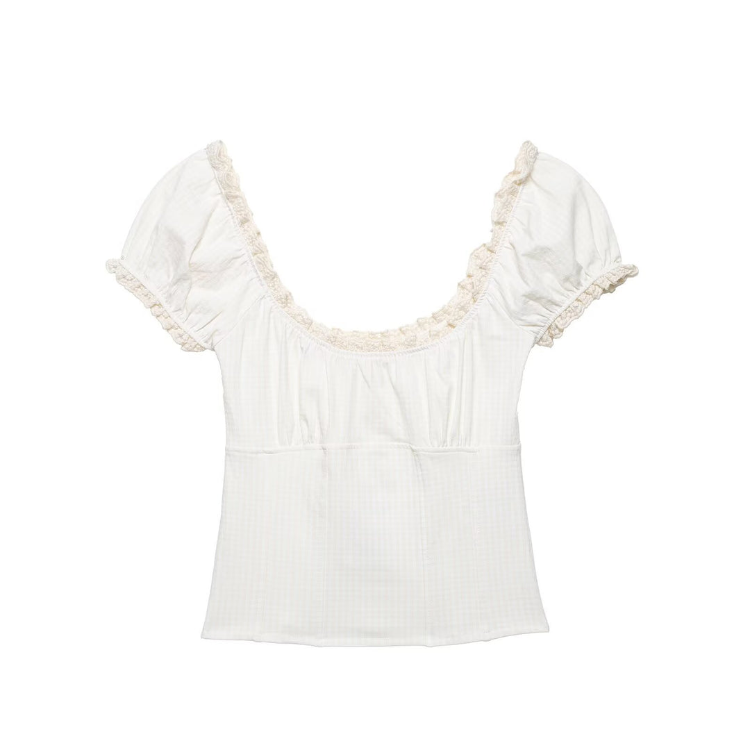 Ladies' top with elegant ruffle edge Skjora