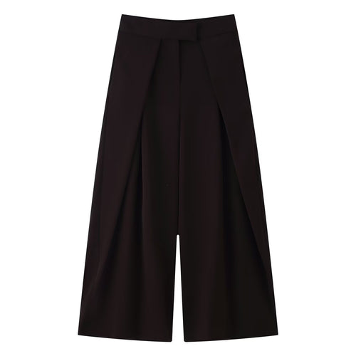 Damer vidt skjært culotte-bukse med elegante folder og høy midje Skjora