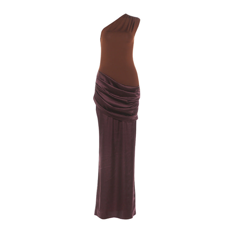 Dame Elegant Maxikjole med asymmetrisk snitt og raffinerte draperinger Skjora