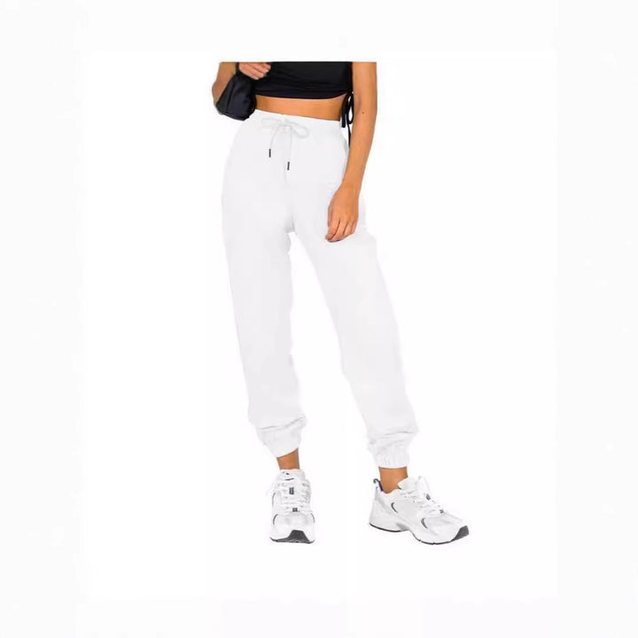Kvinne sporty joggebukser med praktisk snor og elastisk liv.