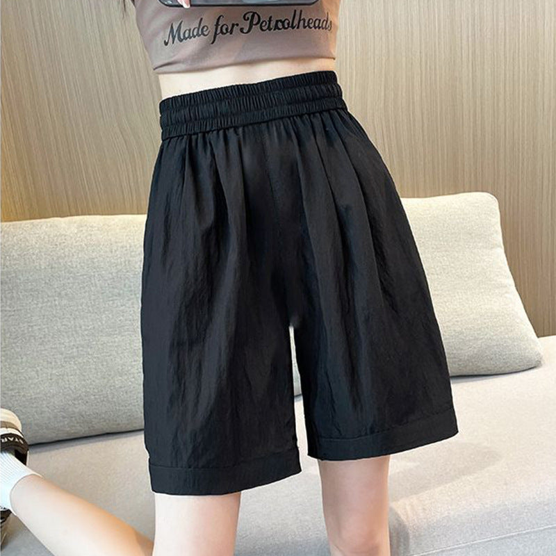 Dame casual shorts med elastisk midje og sidelommer