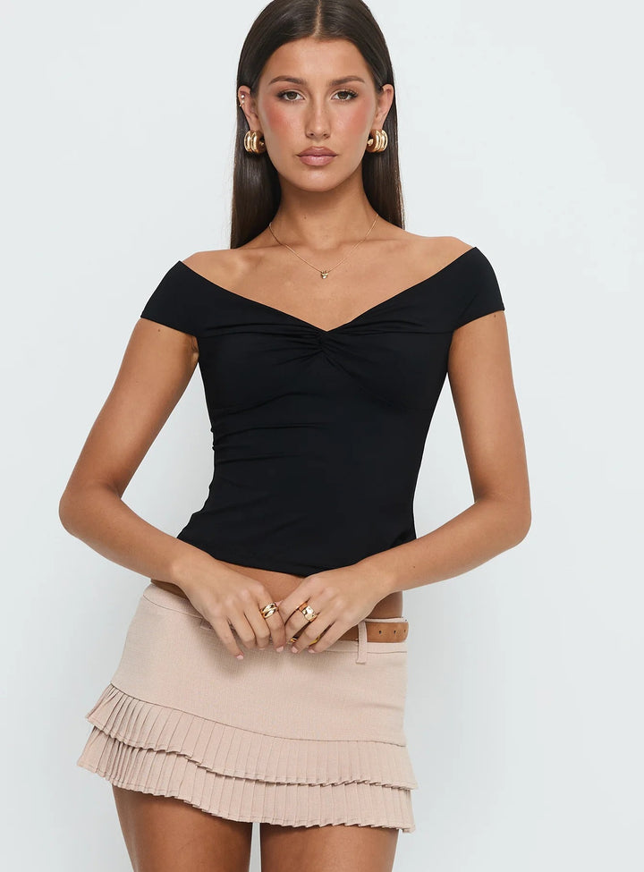 Damer Off-Shoulder Bustier-Topp med Rynk Skjora